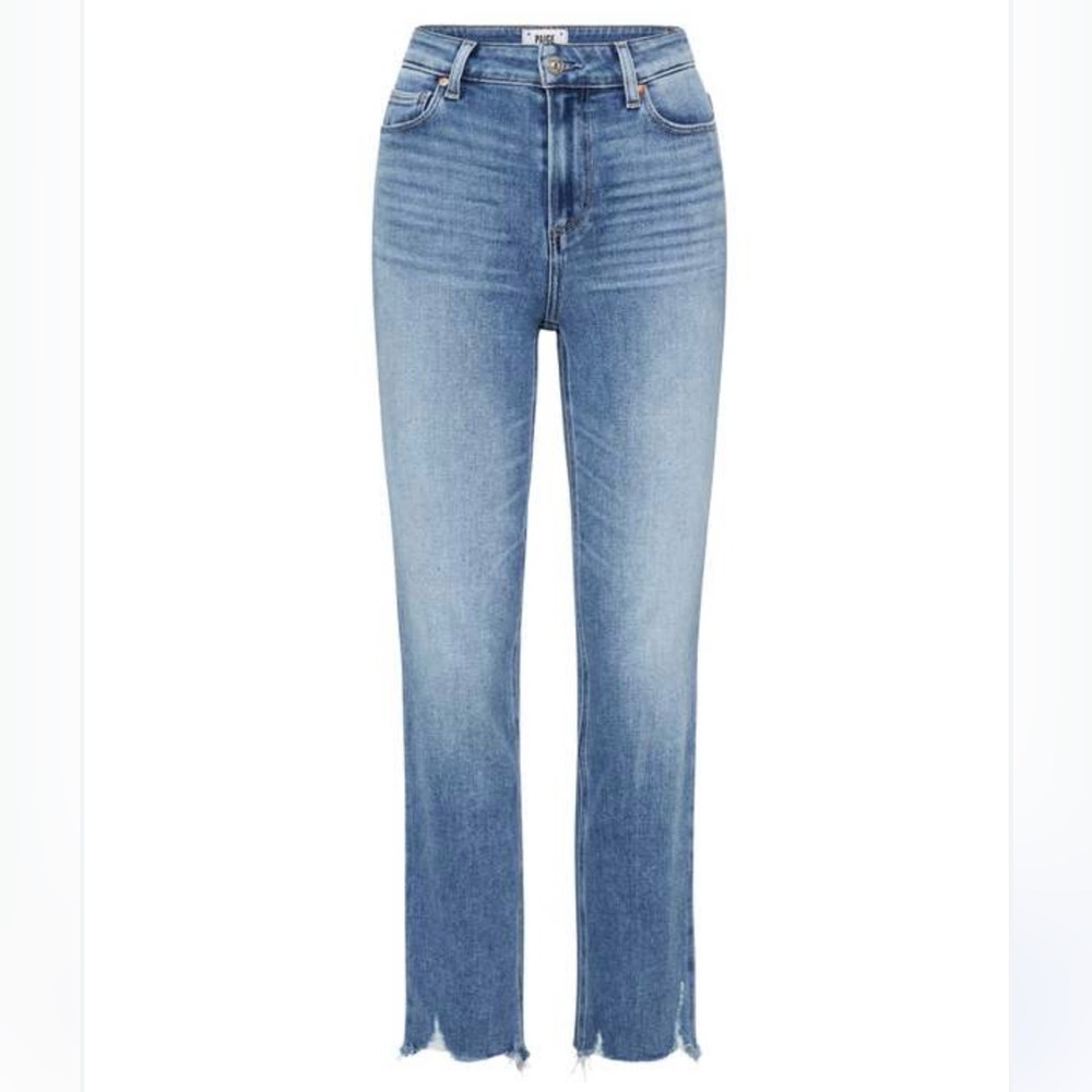 PAIGE Cindy Jeans in Mel Destroyed Fit Blue Straight Leg - Picture 4 of 14